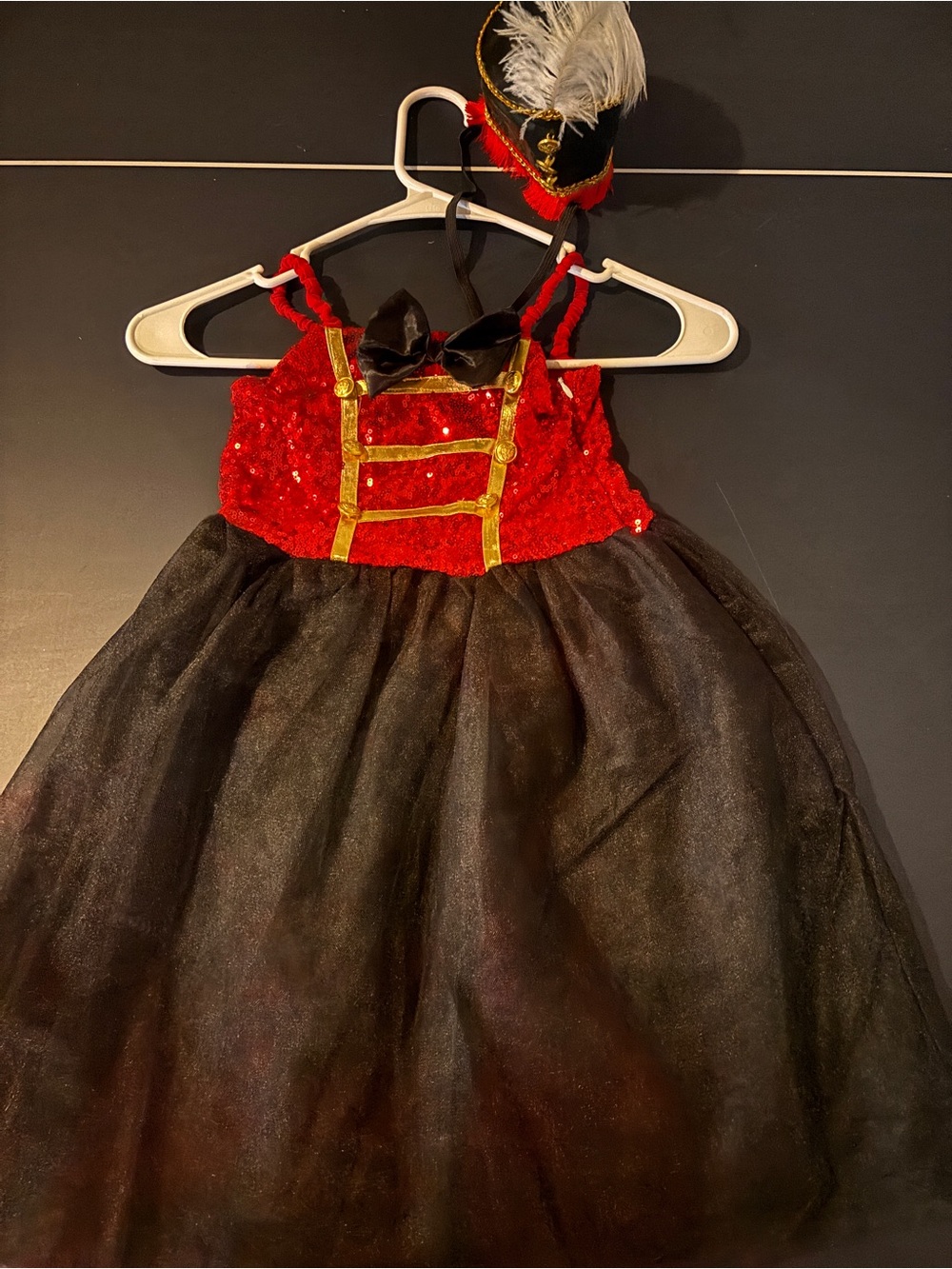 Red and Black Sequined Ringmaster Kids Costume Dress